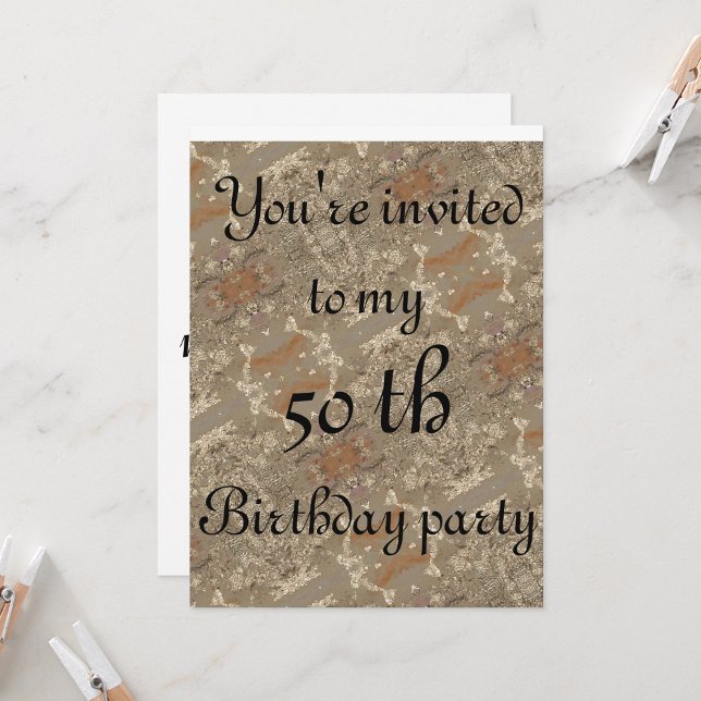 Convites 50 º Padrão de ouro de aniversário (Criador carregado)