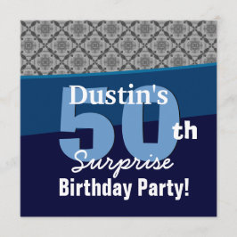 Convites 50.º partido Surprise Silver Diagonal Geometric