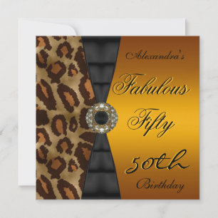 Convites 50.a Festa de aniversário Amarelo-Preto-Selvagem D