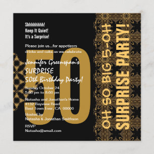 Convites 50.a surpresa Dourada e preta V02