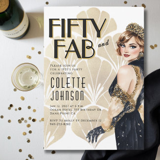Convites 50 and Fabulous 1920s Birthday Invitation