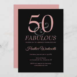 Convites 50 and Fabulous 50th Birthday Dusty Pink
