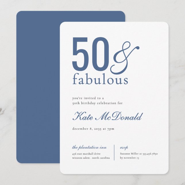 Convites 50 and Fabulous 50th Birthday Invitation (Frente/Verso)