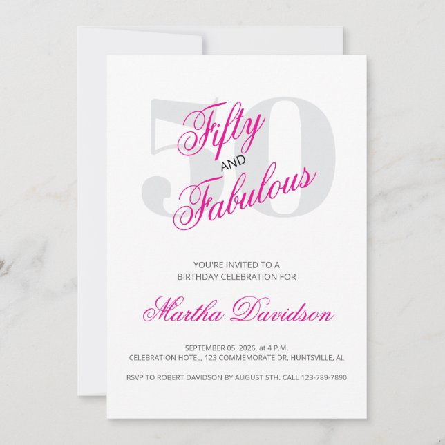 Convites 50 and Fabulous | 50th Birthday Invitation (Frente)