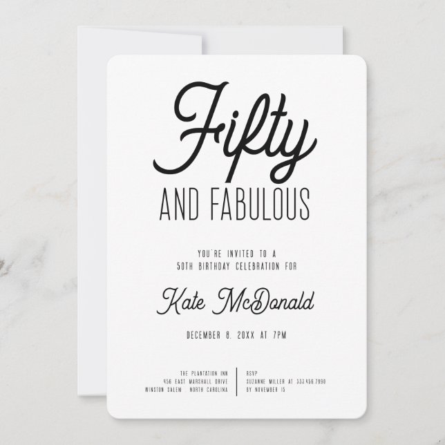 Convites 50 and Fabulous 50th Birthday Invitation (Frente)