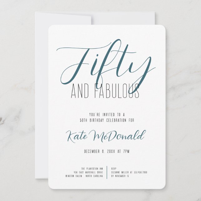 Convites 50 and Fabulous 50th Birthday Invitation (Frente)