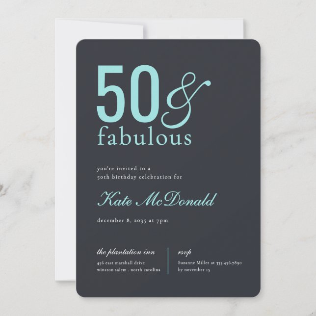 Convites 50 and Fabulous 50th Birthday Invitation (Frente)