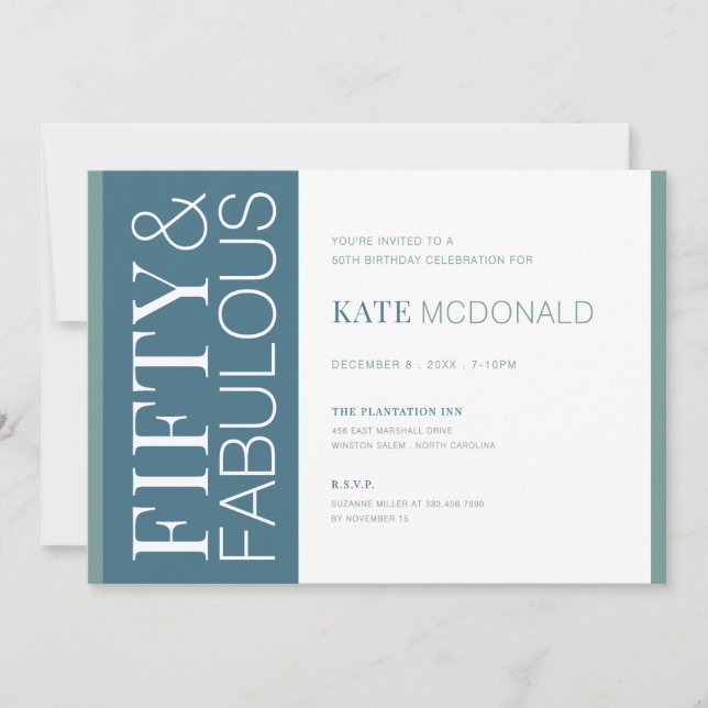 Convites 50 and Fabulous 50th Birthday Invitation (Frente)