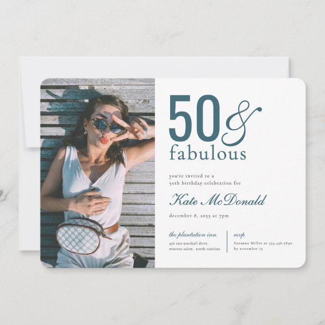 Convites 50 and Fabulous 50th Birthday Invitation (Frente)
