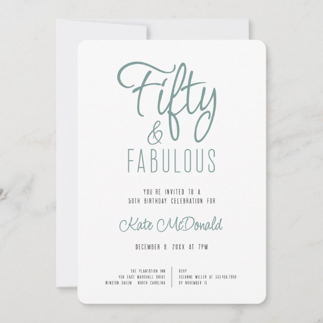 Convites 50 and Fabulous 50th Birthday Invitation (Frente)