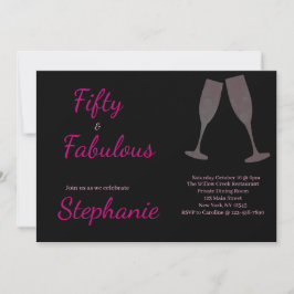 Convites 50 and Fabulous | 50th Birthday Party Black Pink