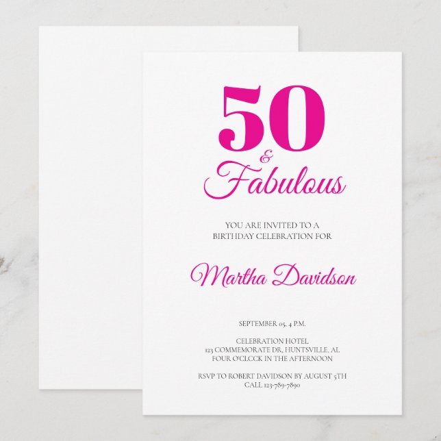 Convites 50 and Fabulous 50th Birthday Party invitation (Frente/Verso)