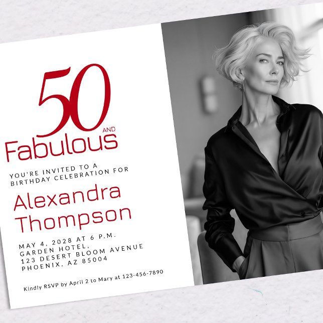 Convites 50 and Fabulous | 50th Birthday Party Invitation (Criador carregado)