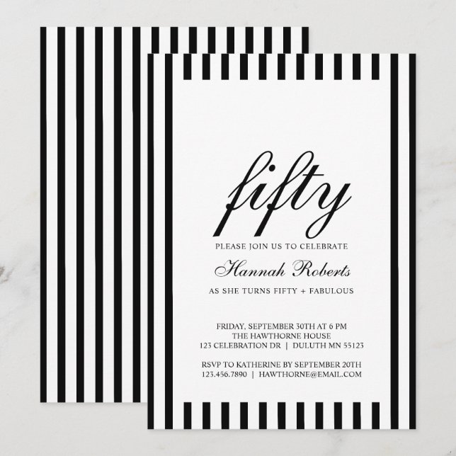 Convites 50 and Fabulous | 50th Birthday Party Invitation (Frente/Verso)