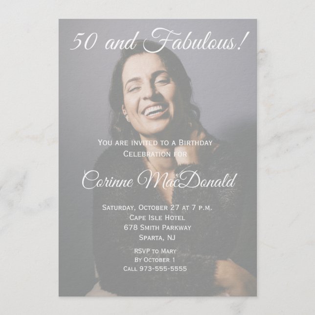Convites 50 and Fabulous Birthday Party Invitation  (Frente)