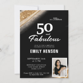 Convites 50 and Fabulous Gold Black 50th Birthday