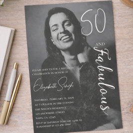 Convites 50 and Fabulous Photo Birthday Party Invitation
