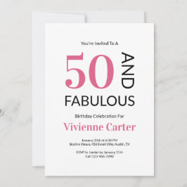 Convites 50 and Fabulous Pink 50th Birthday Party