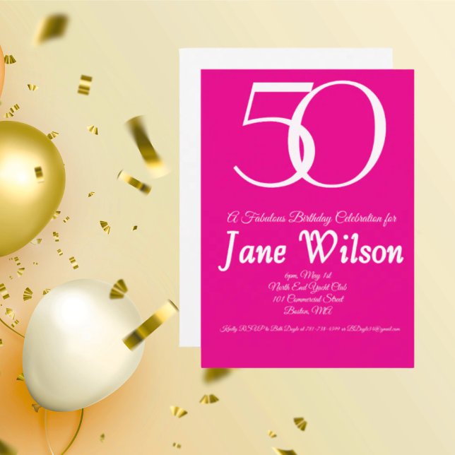 Convites  50 and fabulous pink birthday invitation  (Criador carregado)