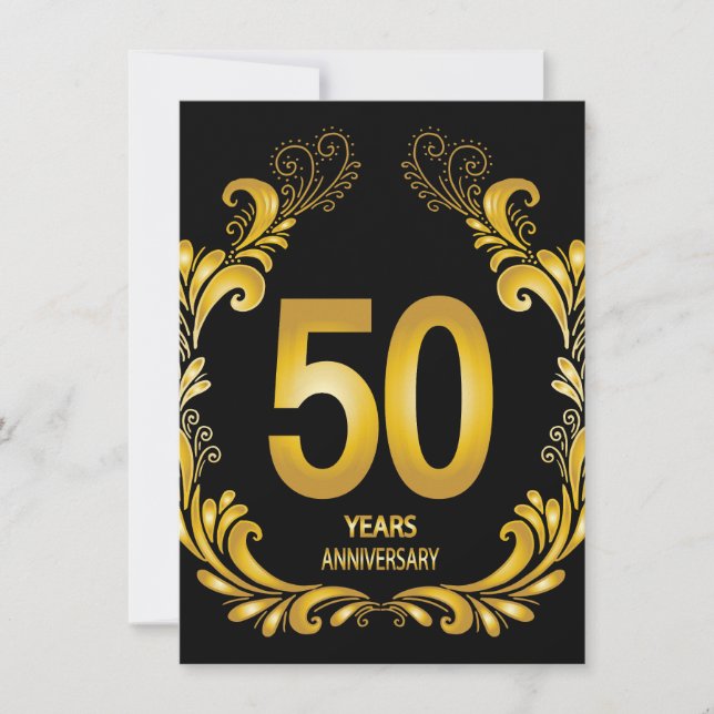 Convites 50 anos de aniversário Dourado da Glitter (Frente)