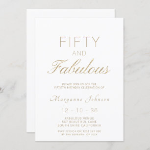 Convites 50 anos Dourados Brancos e Fabulosos 50 anos