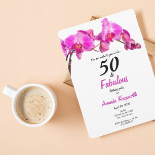 Convites 50 anos e fabuloso aniversário floral moderno ros