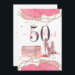 Convites 50 Calçados Dourados Dançantes Glitter de Agato Ro<br><div class="desc">50 e fabuloso brilho cor-de-rosa,  ouro,  brilha 50º convite de aniversário com calçados dançantes no estilo chic elegante. Personalize com as informações do seu partido no verso do convite.</div>