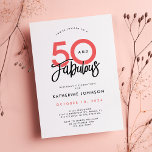Convites 50 e Fabulosa 50ª Festa de aniversário Elegante<br><div class="desc">Apresentando nosso 50 e Fabuloso 50º Aniversário do Elegante! Este convite irradia sofisticação com seu fundo branco complementado por elegantes corais e letras negras que exibem lindamente a frase '50 e Fabuloso' em na moda. No lado do sacudir, descubra um padrão "50" branco-chic. Personalize com seus detalhes de eventos e...</div>
