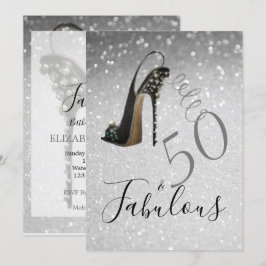 Convites 50 e Fabulosa 50ª Prata Luminosa Elegante