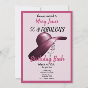 Convites 50 e Fabulosa Bash de aniversário rosa