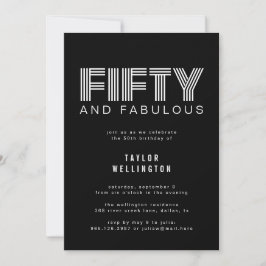 Convites 50 e Fabulosa Festa de aniversário Branca Preta Mo