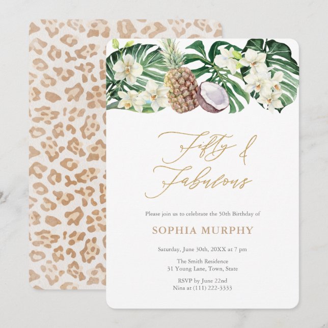 Convites 50 e Fabulosa Festa de aniversário da Selva 50 (Frente/Verso)