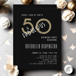 Convites 50 e fabulosa festa de aniversário de ouro branco 