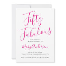 50 e Fabulosa Festa de aniversário de Script Rosa 