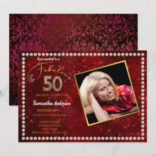 Convites 50 e Fabulosa Festa de aniversário Vermelha 50