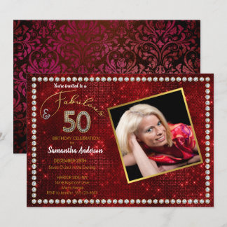 Convites 50 e Fabulosa Festa de aniversário Vermelha 50