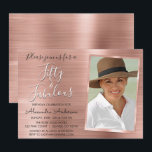 Convites 50 e Fabulosa Foto Rosa Blush Dourada Elegante<br><div class="desc">A 50 e Fabulosa 50ª Festa de aniversário de folha de ouro Elegante ou os Convites de Aniversário Rosa Blush são perfeitos para uma Festa de aniversário Dourada ou Cor-de-rosa Blush. Estes 50 e Fabulosos Convites de festas são perfeitos para uma Festa de aniversário 50. Você pode atualizar o cartão...</div>