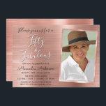 Convites 50 e Fabulosa Foto Rosa Blush Dourada Elegante<br><div class="desc">A 50 e Fabulosa 50ª Festa de aniversário de folha de ouro Elegante ou os Convites de Aniversário Rosa Blush são perfeitos para uma Festa de aniversário Dourada ou Cor-de-rosa Blush. Estes 50 e Fabulosos Convites de festas são perfeitos para uma Festa de aniversário 50. Você pode atualizar o cartão...</div>