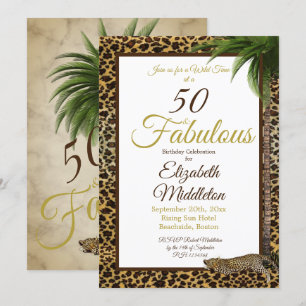 Convites 50 e Fabulosa Palma de Impressão de Leopardo, Ani