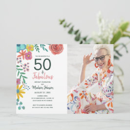 Convites 50 e fabulosas elegantes flores aquarela