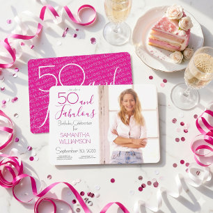 Convites 50 e Fabuloso   50º Aniversário Foto Elegante
