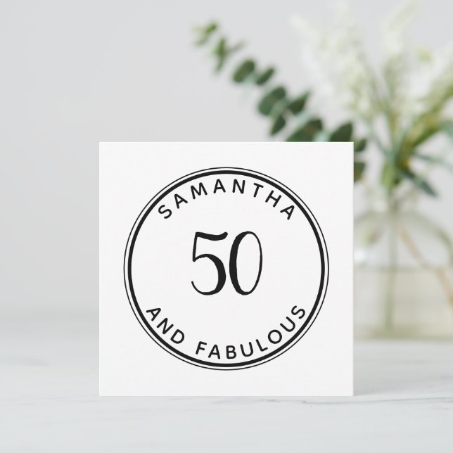 Convites 50 e Fabuloso 50. º aniversário, moderno mínimo (Em pé/Frente)