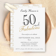 50 e Fabuloso Aniversário com Letra Elegante