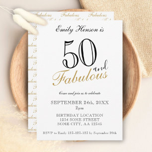 Convites 50 e Fabuloso Aniversário com Letra Elegante