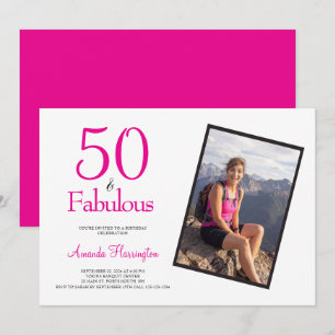 Convites 50 e Fabuloso Aniversário de 50 anos Rosa