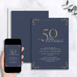Convites 50 e Fabuloso Aniversário de Caligrafia Azul e Dou<br><div class="desc">É seu aniversário especial de 50 anos, e é hora de comemorar! Você quer jogar o melhor baluarte na cidade? Certifique-se de que comece com o maior estilo com este 50 e Fabuloso Convite de Aniversário para Caligrafia Azul e Dourada. Certamente dará o tom para uma celebração glamourosa. Este belo...</div>
