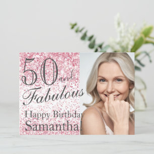 Convites 50 e Fabuloso Aniversário de Confetti Rosa