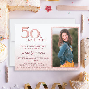 Convites 50 e Fabuloso Aniversário de Elegante Glitter Dou
