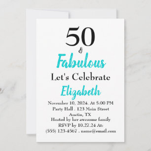 Convites 50 e Fabuloso aniversário de turquesa