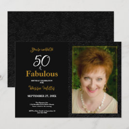 Convites 50 E Fabuloso Aniversário Dourado Preto